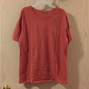 JUNK FOOD embroidered red tee shirt, Wonder Woman, love conquers all XXL